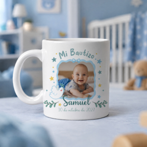 Taza personalizada bautizo niño