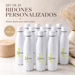 Pack de 10 Bidón personalizable letra y nombre