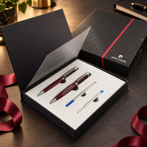 Set de bolígrafo y roller personalizado Génova en ambiente de regalo