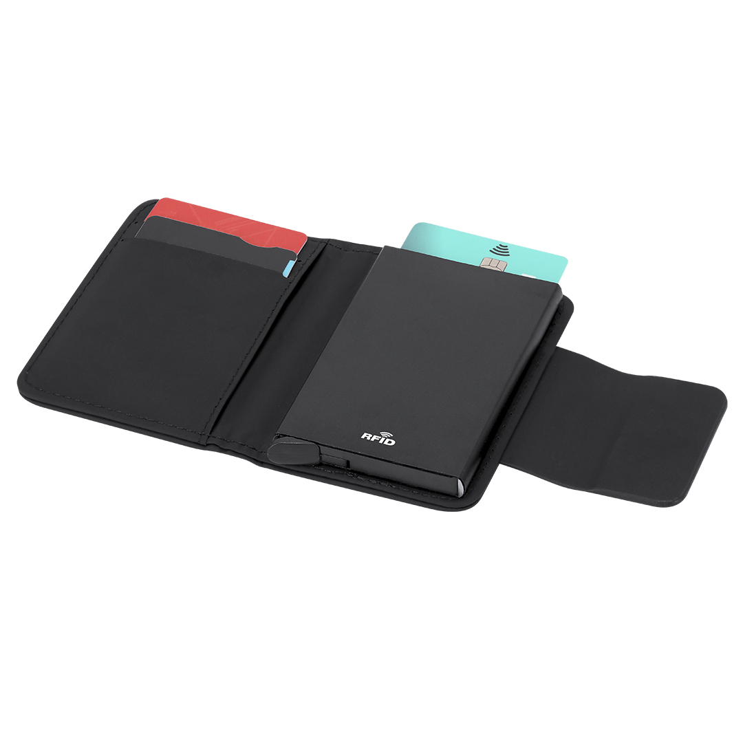Interior y presentación de Tarjetero personalizado Marvans con protección RFID