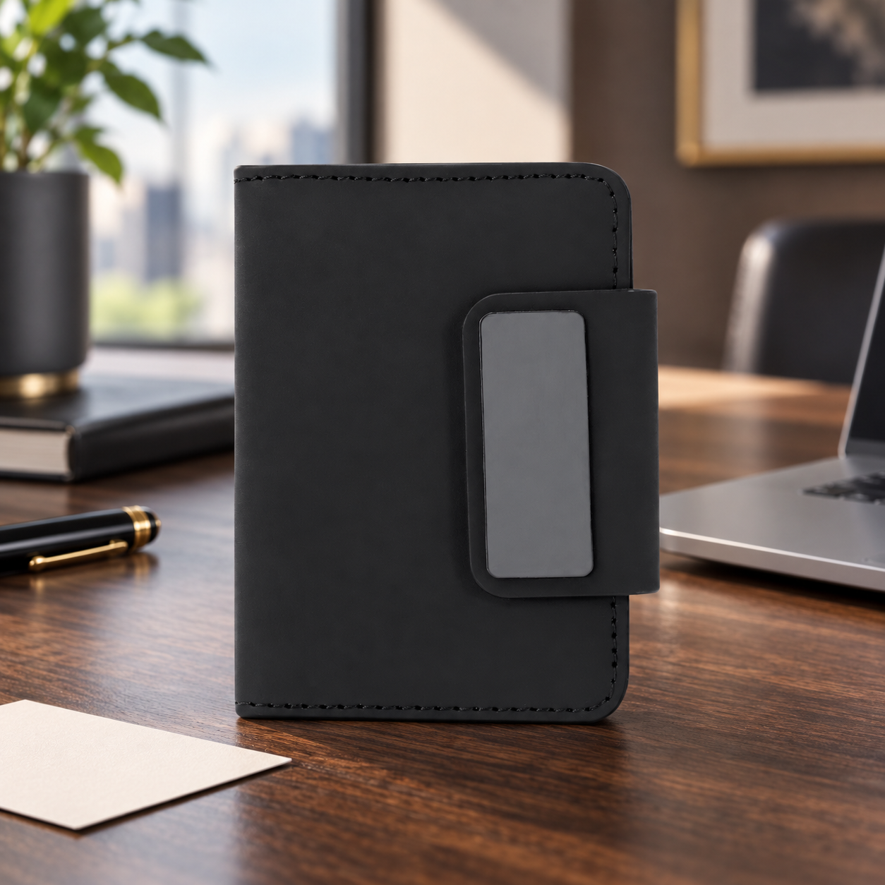 Tarjetero personalizado Marvans con protección RFID en ambiente de regalo